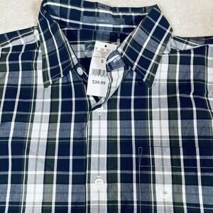 NWT Eddie Bauer Shirt Mens Small Blue Plaid Classic Fit Flannel Long Sleeve